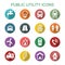 Public utility long shadow icons