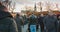 Public walking in the midst of the stalls of the Christmas market