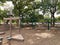 Public wooden castle style children playground in Coppell, Texas