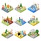 Public zoo landscapes isometric 3D set