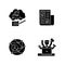 Publication black glyph icons set on white space