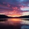 Publish Breathtaking sunset paints the sky with vibrant colors over the lake