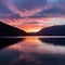 Publish Breathtaking sunset paints the sky with vibrant colors over the lake