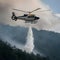 Publish Helicopter battles forest fire with dramatic water drop