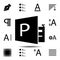 publisher, text icon. Simple glyph, flat vector of Text editor set icons for UI and UX, website or mobile application