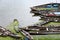 pucallpa peru, abandoned boats broken and sunk in lake yarinacocha ucayali