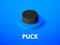 Puck isometric icon, isolated on color background