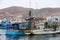 Pucusana Lima Peru, marina with fishing port with fishing boats for the fishing industry