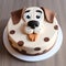 Pudding Face Cake: Cartoon Dog Theme With Simple Design