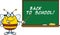 Pudgy Bee Cartoon Character With Glasses With A Pointer In Front Of Blackboard