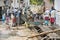 PUDUCHERY, PONDICHERY, TAMIL NADU, INDIA - March circa, 2018. Group of unidentified workers are employed in construction work to b