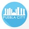 Puebla City Mexico Mexico Flat Icon Skyline Silhouette Design City Vector Art Round Logo.
