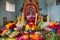 Puebla, Mexico - November 1st, 2019: An altar for Day of the Dead Dia de Muertos celebrations, prehispanic altar