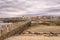 Puen of the island of San SadurniÃ±o and view of Cambados, Rias Bajas, Pontevedra, Galicia, Spain