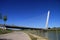 The Puente del Alamillo was crossing the Guadalquivir river in Seville.The bridge was built to connect with the large and deserted