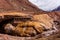 Puente del Inca and abandoned spa hotel in Mendoza province, Argentina