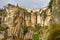 Puente Nuevo in Ronda, Spain spans the 120m deep chasm which divides the city