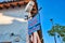 Puerta Vallarta, Mexico-18 April, 2018: Puerto Vallarta streets at sunset near sea promenade Malecon and beaches