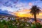 Puerto de la Cruz, Tenerife, Canary islands, Spain: View over the city at the sunset time