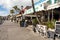 Puerto de Mogan, Gran Canaria in Spain - December 16, 2017: Bicycle parked outside the restaurant The Irish Tavern in