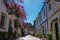 Puerto de Mogan traditional alleys and streets with nobody around. this spanish village in Gran canaria island with flowers