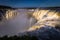 Puerto Iguazu - June 24, 2017: The Devil`s Throat site at the Iguazu Waterfalls, Wonder of the world, at Puerto Iguazu, Argentina