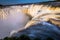 Puerto Iguazu - June 24, 2017: The Devil`s Throat site at the Iguazu Waterfalls, Wonder of the world, at Puerto Iguazu, Argentina