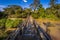 Puerto Iguazu - June 24, 2017: Passage way at the Iguazu Waterfalls, Wonder of the world, at Puerto Iguazu, Argentina