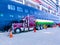 Puerto Limon, Costa Rica - December 9, 2019: The truck cistern refueling a cruise ship Holland America cruise ship Eurodam