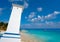 Puerto Morelos bent lighthouse beach in Mexico