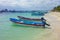 Puerto Morelos, Mexico - January 10, 2018: Close up of couple of boats in a beautiful turquoise water in Puerto Morelos
