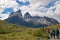 Puerto Natales, Chile - December 2018: Hiking to Three Horns at Torres del Paine National Park in Chile