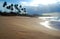 Puerto Rico Carribean Sand Beach and Palm Trees next to the Sea