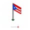Puerto Rico Flag on Flagpole in Isometric dimension