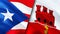 Puerto Rico and Gibraltar flags. 3D Waving flag design. Puerto Rico Gibraltar flag, picture, wallpaper. Puerto Rico vs Gibraltar