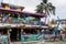 PUERTO VIEJO DE TALAMANCA, COSTA RICA - MAY 16: View of colorful Outback Jack`s Australian Beach Bar Grill in Puerto