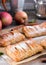 Puff pastry with apples and powdered sugar