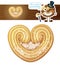 Puff pastry heart cookie illustration. Cartoon vector icon isolated on white