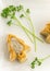 Puff pastry vol-au-vents shaped like a christmas tree and filled with ragout