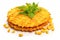 Puffed Corn Cake Isolated, Corn Diet Bread with Fragrant Herbs and Spices, Waffle with Corns, Rice, Cereal Snack