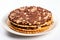 Puffed Rice Cake with Chocolate Isolated, Rice Diet Bread, Cereal Waffle, Cocoa Crackers on White