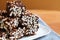 Puffed rice chocolate squares, detail