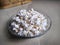 Puffed sorghum, jawar or lahya in a plate. Indian Processed grain.
