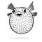 Puffer fish fugu silhouette sharp icon, vector illustration tattoo, cartoon style for T-shirts