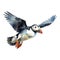 Puffin, Bird Illustration. Watercolor Style. AI Generated