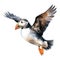 Puffin, Bird Illustration. Watercolor Style. AI Generated