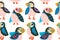 Puffins seamless pattern