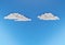 Puffy clouds on blue sky, in flat papercut design. Digital render