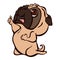 Pug dancing icon, cartoon style