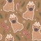 Pug in deer antlers with Christmas elements. Cute festive dogs seamless pattern.